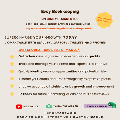 Super Easy Bookkeeping (Excel & Google Sheets)