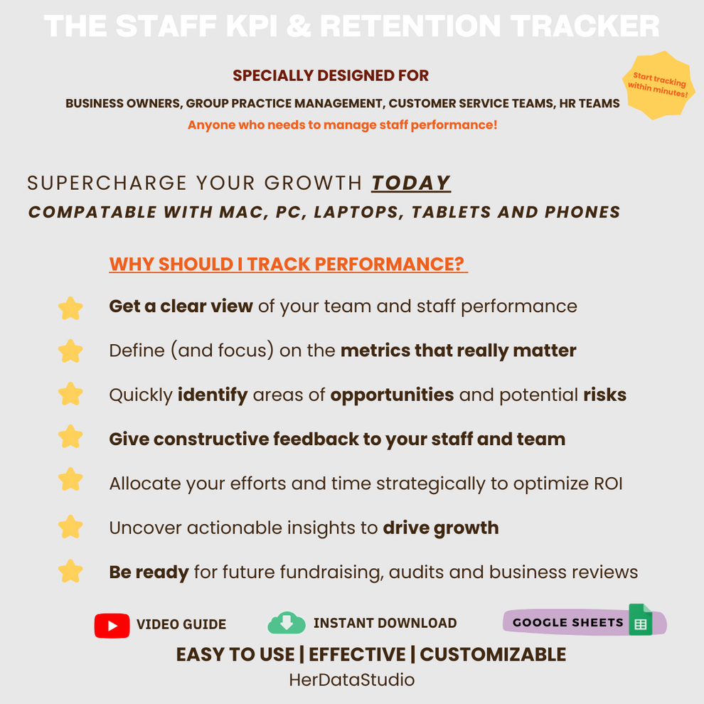 Staff & Retention KPI Tracker - Weekly Version (Google Sheets ...