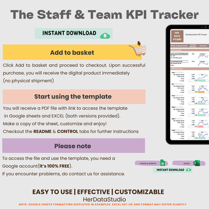 The Staff & Team KPI Tracker - Weekly Version (Excel and Google Sheets)