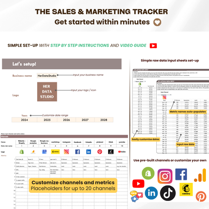 sales marketing kpi tracker, performance tracker, sales marketing dashboard, marketing review template, easy marketing template, marketing kpi spreadsheet